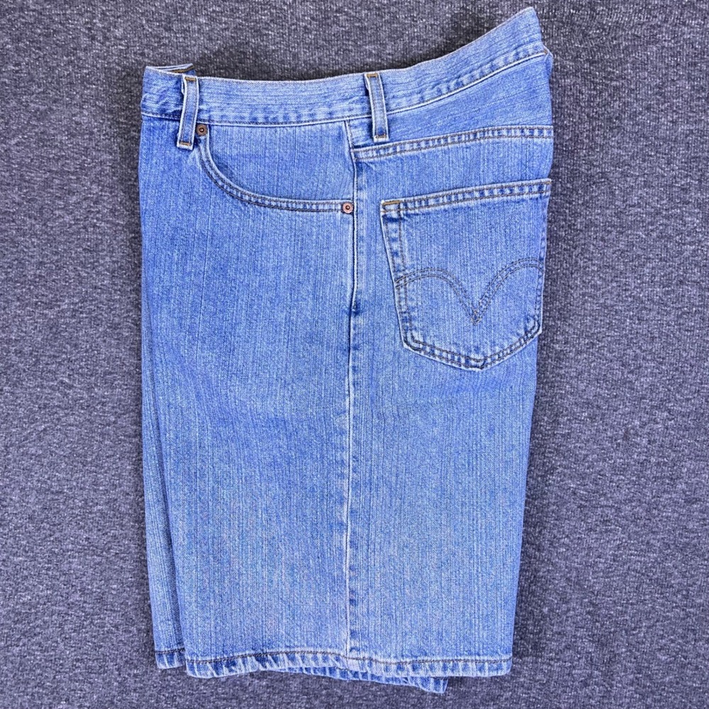 Levis 550 Shorts Mens 36 Relaxed Fit Blue Denim Jean Med Wash Bermuda Casual Dad - Picture 8 of 11